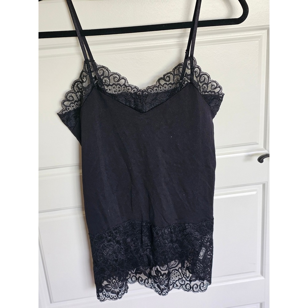 Vintage Y2K Black Lace Trim Cami‎ Top Small Black Fairy Romance - Picture 3 of 3